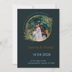 Navy Blue Modern Wedding Invitation