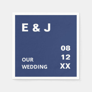 Navy Blue Modern Wedding Napkins
