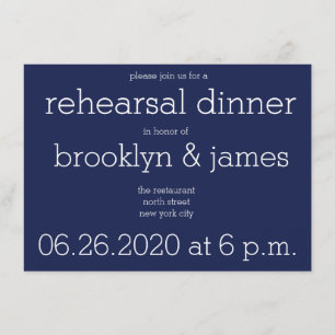 Navy Blue Modern Wedding Rehearsal Invitations