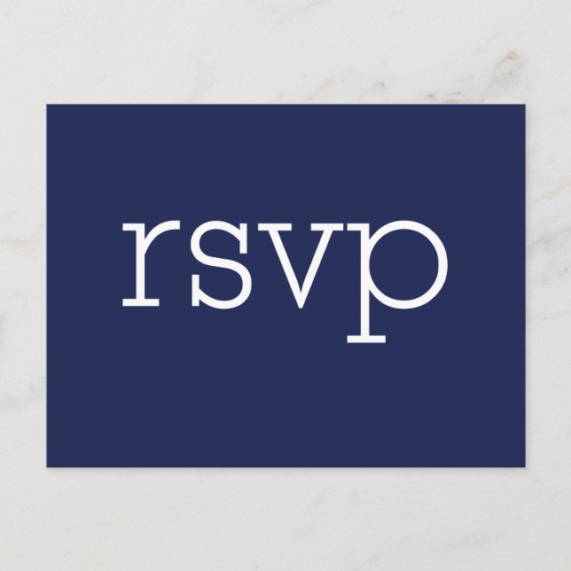 Navy Blue Modern Wedding RSVP Postcards (Front)