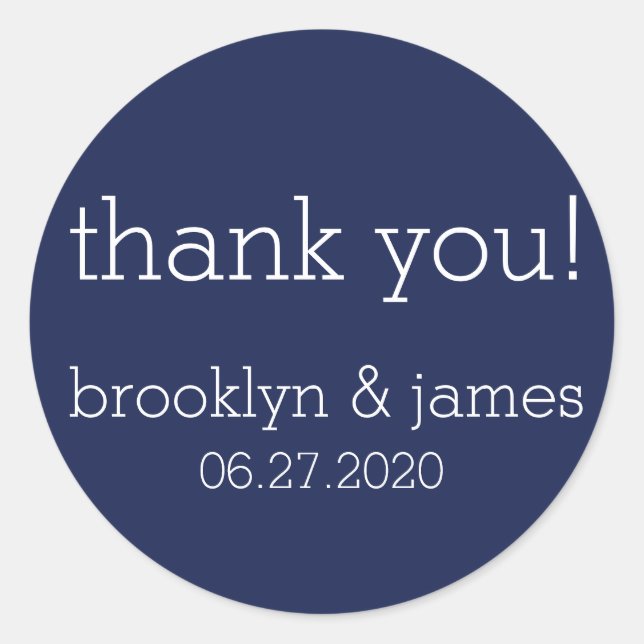 Navy Blue Modern Wedding Stickers (Front)
