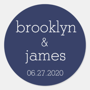 Navy Blue Modern Wedding Stickers