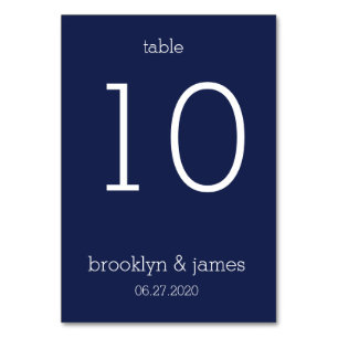 Navy Blue Modern Wedding Table Cards