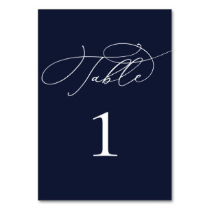 Navy Blue Modern Wedding Table Number