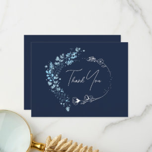 Navy Blue Monogram Bridal Shower Thank You Card