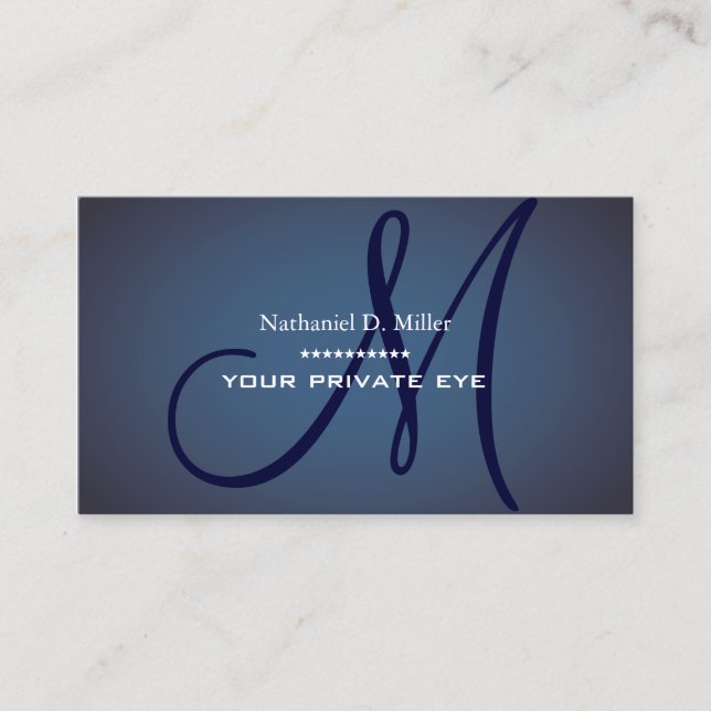 Navy blue monogram business card (Front)