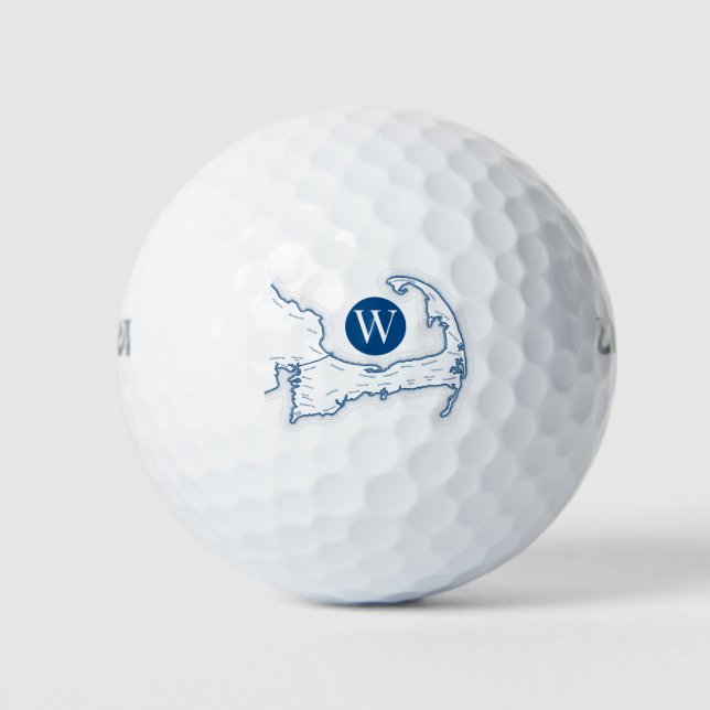 Navy Blue Monogram Cape Cod Golf Balls (Front)
