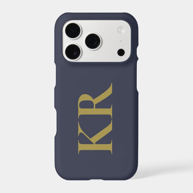 Navy Blue Monogram Gold Initials Minimalist Men  (Back)