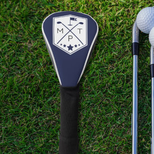 Navy Blue Monogram Golf Club Name Personalised Golf Head Cover
