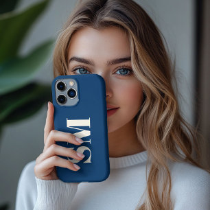 Navy Blue Monogram initial  iPhone 13 Pro Max Case