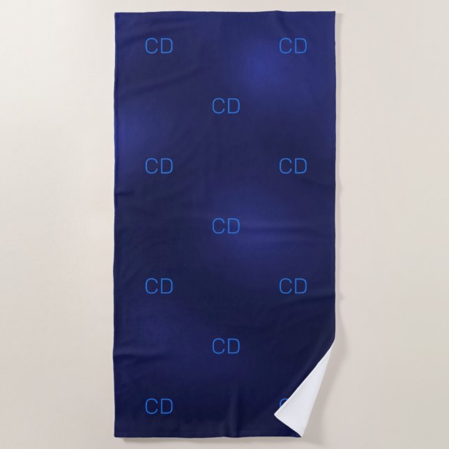 Navy blue monogram initials minimalist beach towel (Front)