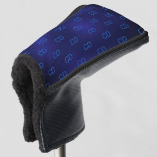 Navy blue monogram initials minimalist golf head cover