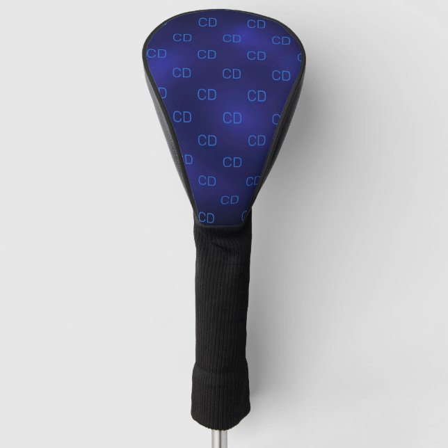 Navy blue monogram initials minimalist golf head cover (Front)