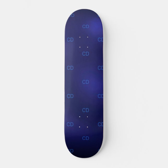 Navy blue monogram initials minimalist skateboard (Front)