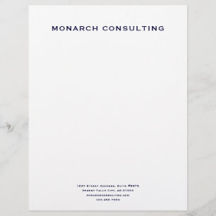 Navy Blue Monogram Letterhead for Business