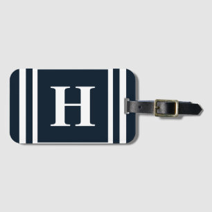 Navy Blue Monogram Luggage Tag