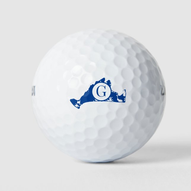 Navy Blue Monogram Martha's Vineyard  Golf Balls (Front)