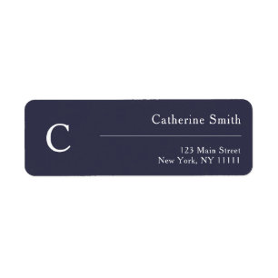 Navy Blue Monogram Modern Return Address Label