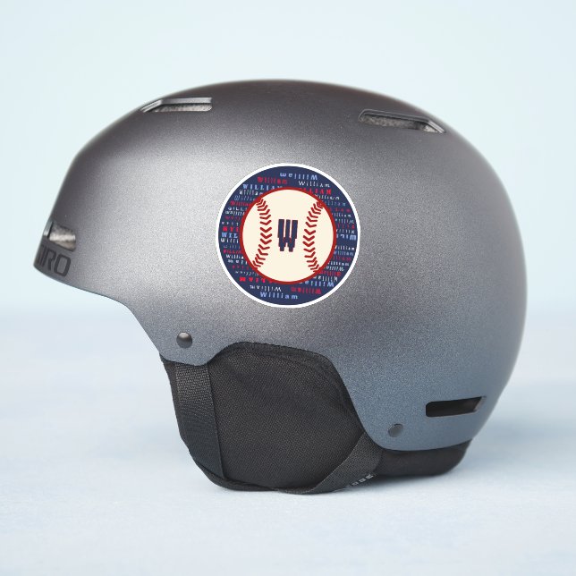 Navy Blue Monogram Name Baseball Helmet Decal (Helmet Side)