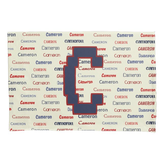 Navy Blue Monogram Name Gifts for Kids Bedding Pil Pillowcase (Front)