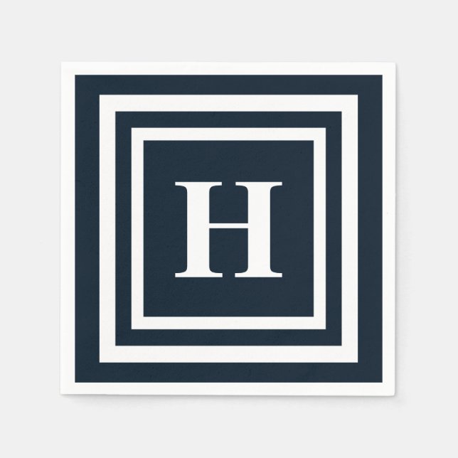 Navy Blue Monogram Napkin (Front)