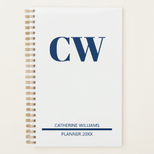 Navy Blue Monogram Personalised Planner