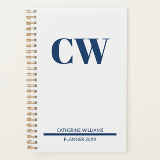 Navy Blue Monogram Personalised  Planner
