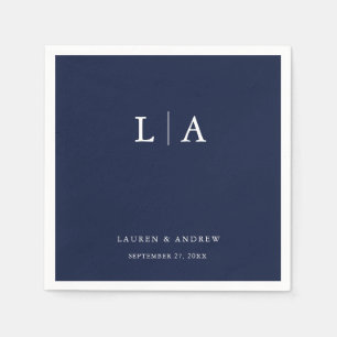 Navy Blue Monogram Simple Minimalist Wedding Napki Napkin