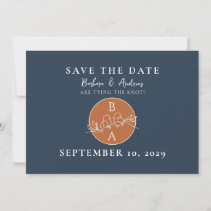 Navy Blue Monogram Wedding Save The Date