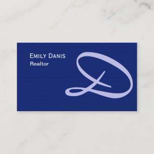 Navy Blue Monogrammed Business Card Template
