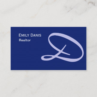 Navy Blue Monogrammed Business Card Template