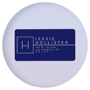 Navy Blue Monogrammed Return Address Label