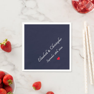 Navy Blue Monogrammed Wedding Party Cocktail Napkin