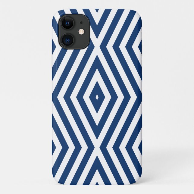Navy Blue Moods Diamond Chevrons Case-Mate iPhone Case (Back)