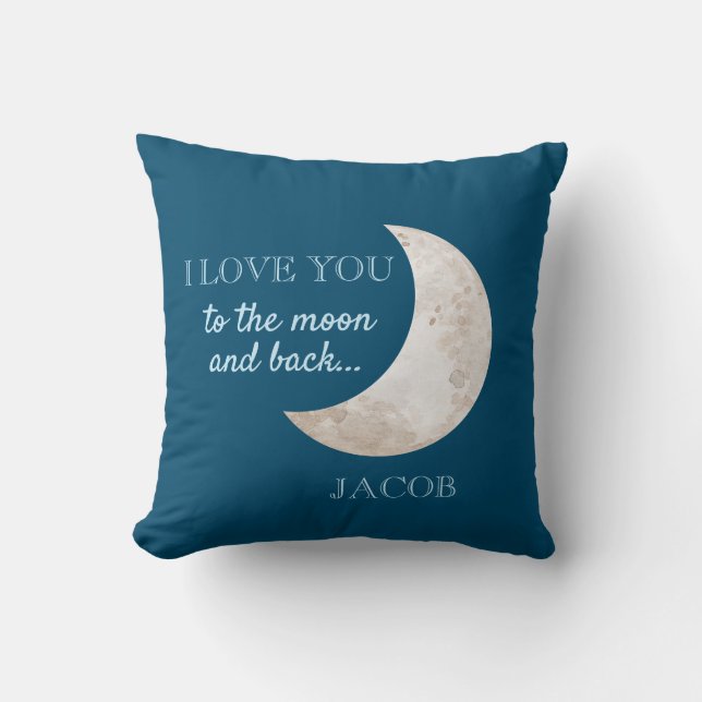 Navy Blue Moon Love You to the Moon Cushion (Front)