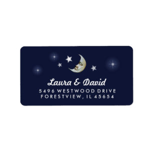 Navy Blue Moon & Stars Matching Wedding Address Label
