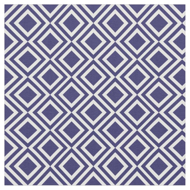 Navy Blue Moroccan Diamond Geometric Pattern Fabric (Close Up)
