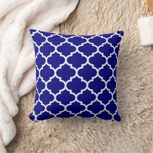 Navy Blue Moroccan Pattern Tile Cushion