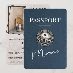Navy Blue Morocco Passport Save The Date