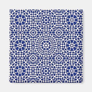 Navy Blue Mosaic Geometric Pattern Magnet