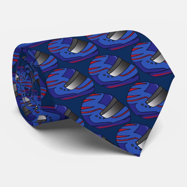 Navy Blue Motorbike Motorcyclist Cool Patterned Tie (Rolled)