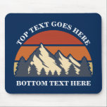 Navy Blue Mountain Sunset Log Cabin Custom Mouse Mat<br><div class="desc">This awesome sunset over rocky mountains in nature makes a great image for an office in a family log cabin in the woods. Customise this  beautiful navy blue mousepad with your own text.</div>