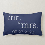 Navy Blue Mr. and Mrs. Modern Wedding Pillows<br><div class="desc">Navy blue Mr. and Mrs. modern wedding pillows with customisable text</div>