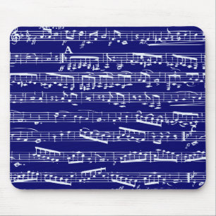 Navy blue music notes mouse mat