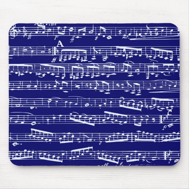 Navy blue music notes mouse mat (Front)