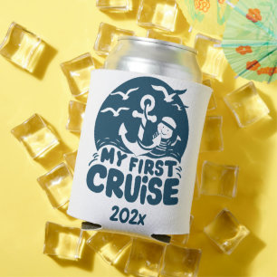 Navy Blue My First Cruise Custom  Can Cooler