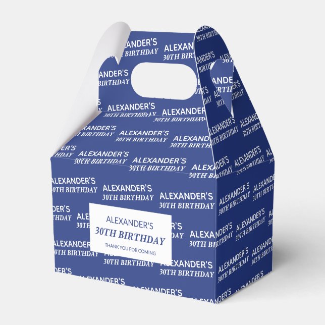 Navy Blue Name & Age Birthday Favour Boxes (Front Side)