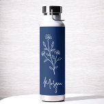 Navy Blue Name Floral Bachelorette Bridal  Water Bottle<br><div class="desc">Celebrate in style with our Name Hand Scripted Bachelorette Bridal Party Thermal Wine Tumbler. Featuring an elegant, personalised script design, this tumbler is perfect for keeping beverages at the ideal temperature during your bridal festivities. Crafted from high-quality, insulated materials, it’s as practical as it is chic. Ideal for bachelorette parties,...</div>