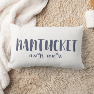 Navy Blue Nantucket Coordinates Beach House Lumbar Cushion