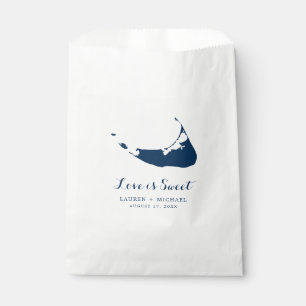 Navy Blue Nantucket Island Map Wedding Favour Bag
